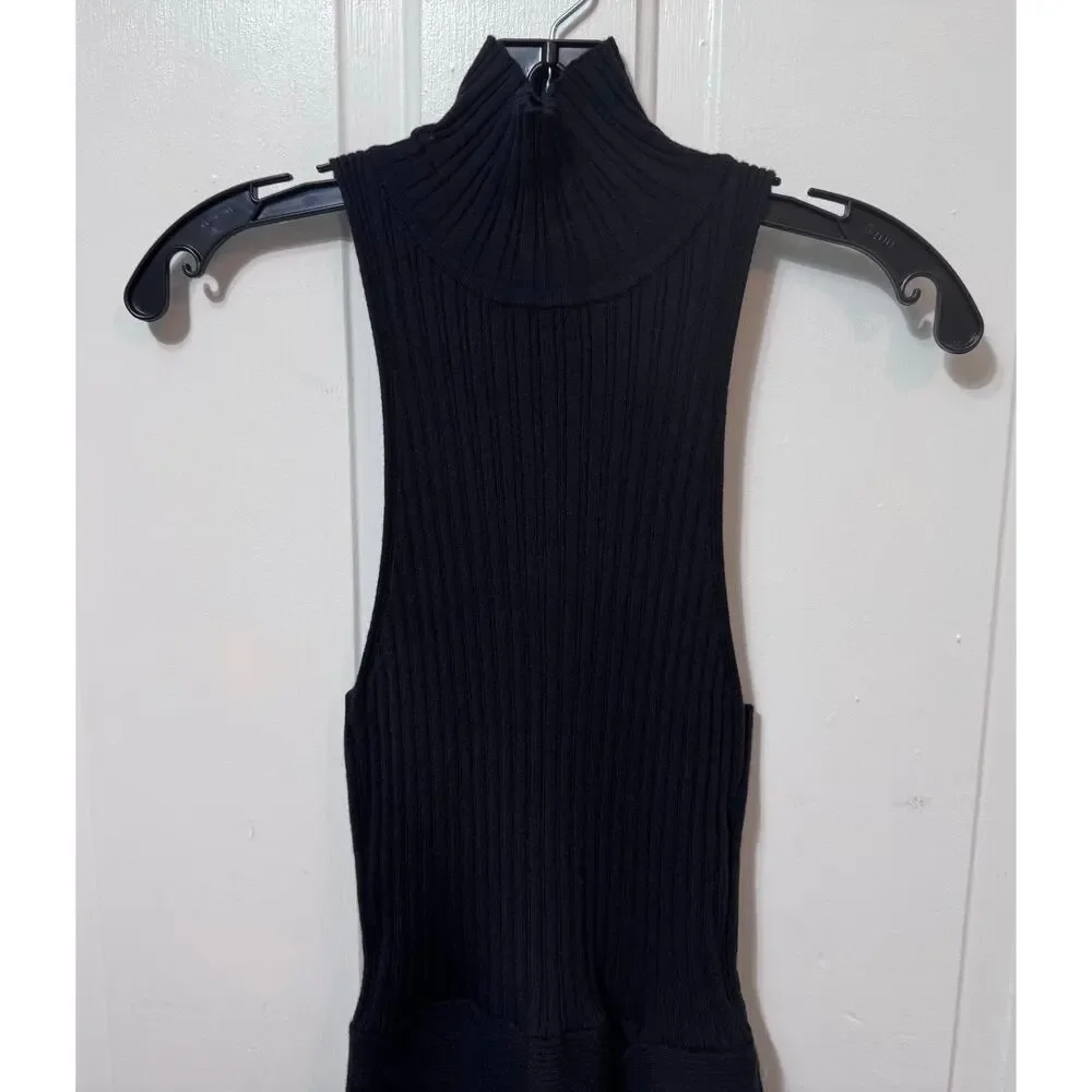 NWT Ramy Brook Black Ribbed Knit Turtleneck Tank Top Size S-M - Picture 4 of 9
